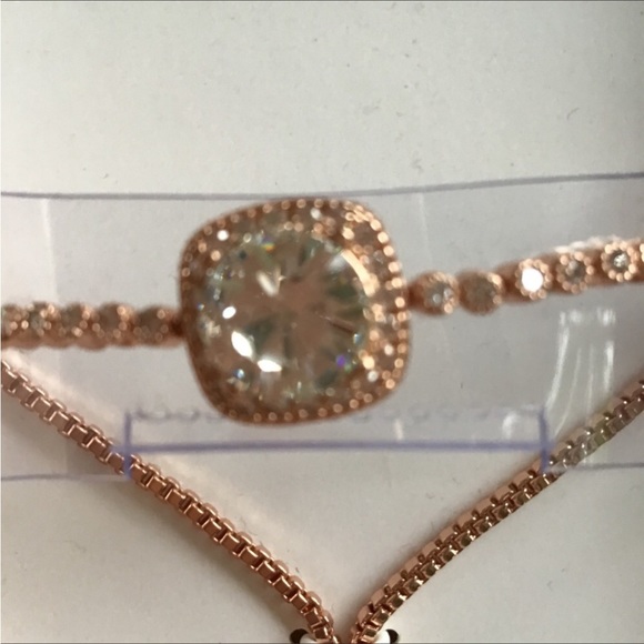 BELIEVE BY BRILLIANCE ROSE GOLD CRYSTAL LARIAT BRACELET NWT - Picture 9 of 14